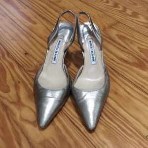 Manolo Gold Metallic Heels